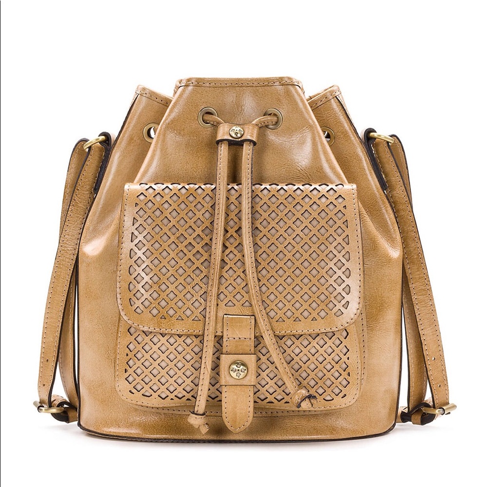 Patricia Nash Leather Drawstring Bucket Bag